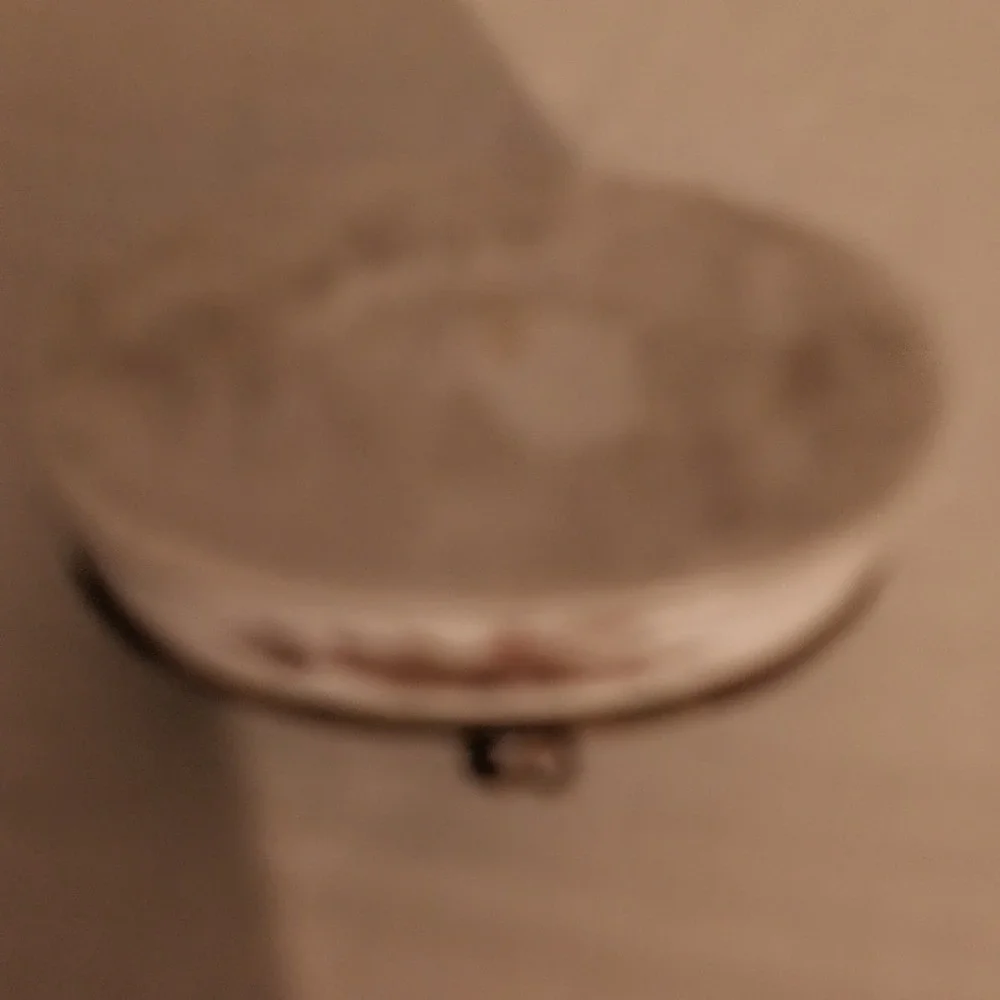 Vintage Porcelain Floral Trinket Box Hinged Oval Jewelry Pill Case Gold Tone